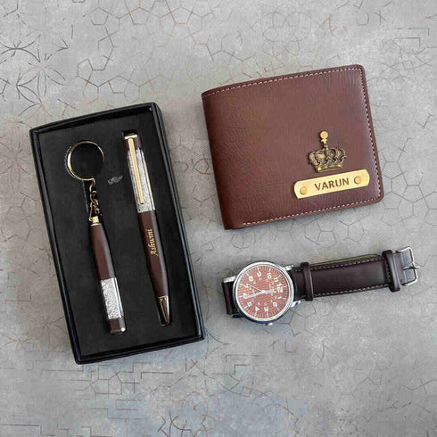 Personalised Men's Wallet With Charm Gift Combo